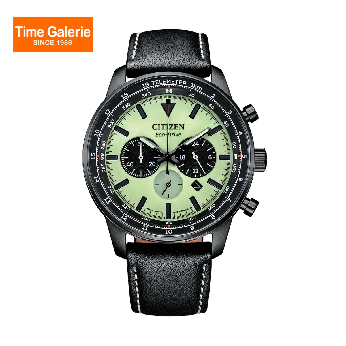 Citizen CA4505-21X Eco Drive Chronograph With Green Dial Analog Calf